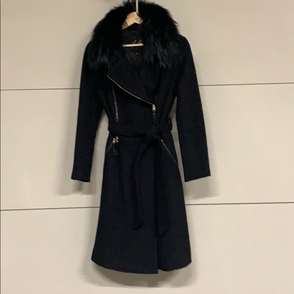 it blue Jackets & Blazers - Italian design coat with natural fur. Size S